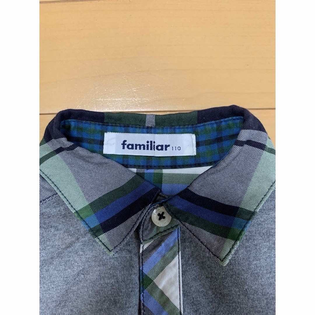 familiar(ファミリア)のfamiliar 無地×チェックコンビブラウス 110 キッズ/ベビー/マタニティのキッズ服男の子用(90cm~)(ブラウス)の商品写真