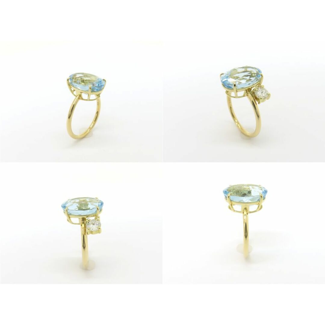 【新着】K18YG アクワマリン5.957ct ダイヤ0.401ct(D/VVS-2/GOOD) #12.5 リング【池袋店】【中古】 レディースのアクセサリー(リング(指輪))の商品写真