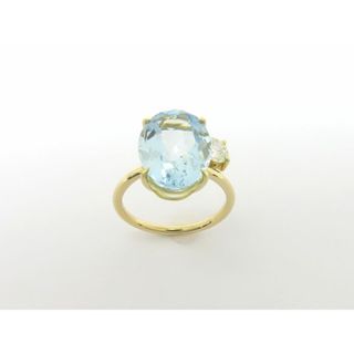 【新着】K18YG アクワマリン5.957ct ダイヤ0.401ct(D/VVS-2/GOOD) #12.5 リング【池袋店】【中古】(リング(指輪))