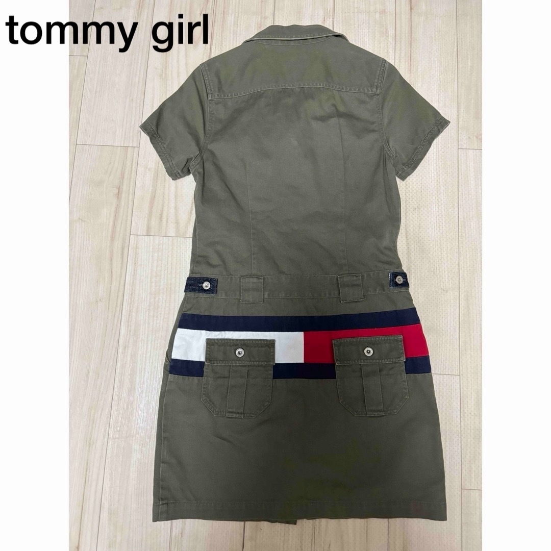 tommy girl(トミーガール)の117.tommy girl.半袖ワンピース.カーキ レディースのワンピース(ひざ丈ワンピース)の商品写真