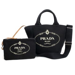 プラダ(PRADA)のプラダ カナパ 2way ショルダー ハンドバッグ 斜め掛け 三角ロゴ トライアングル キャンバス ファブリック ネロ ブラック 黒 シルバー金具 1BG186 PRADA（新品・未使用品）(ハンドバッグ)