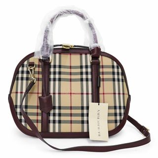 バーバリー(BURBERRY)のバーバリー スモール オーチャード イン ホースフェリーチェック 2way ショルダー ハンドバッグ グレインカーフレザー ポリエステル ブラウン ベージュ 茶 ゴールド金具 3994660 BURBERRY（新品・未使用品）(ハンドバッグ)