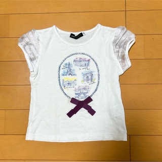 ベベ(BeBe)のBeBe リボン飾り付プリントTシャツ 110(Tシャツ/カットソー)