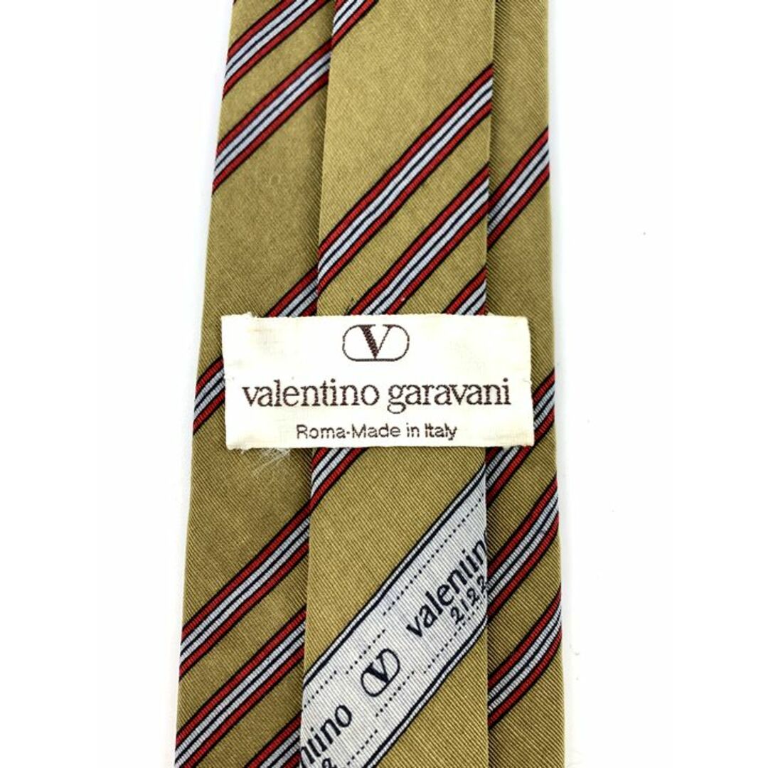 valentino garavani(ヴァレンティノガラヴァーニ)のヴァレンティノ・ガラヴァーニ ネクタイ ストライプ柄 ロゴ ウール/シルク ブランド メンズ カーキ Valentino Garavani メンズのファッション小物(ネクタイ)の商品写真