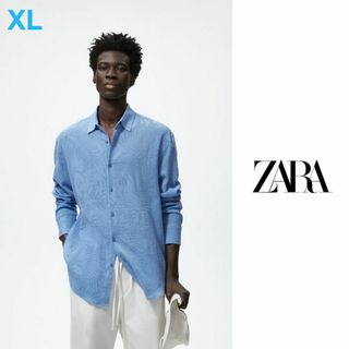 ZARA - 【短1‼️完売‼️】ZARA　パームツリー柄 ジャカードシャツ　XL