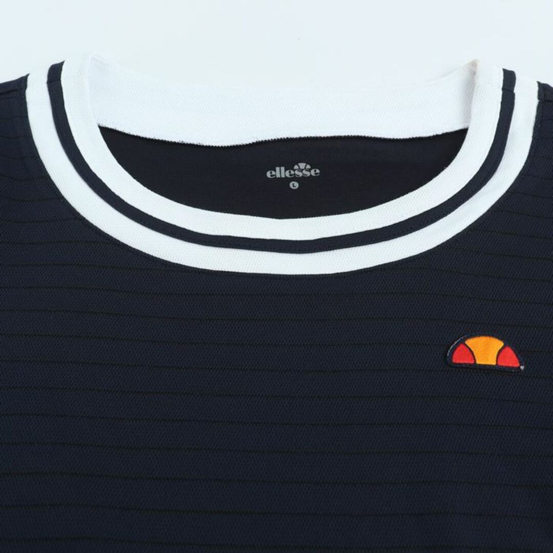 ellesse(エレッセ)のエレッセ 半袖Ｔシャツ トップス ワンポイントロゴ スポーツウエア レディース Lサイズ 紺×白 ellesse レディースのトップス(Tシャツ(半袖/袖なし))の商品写真