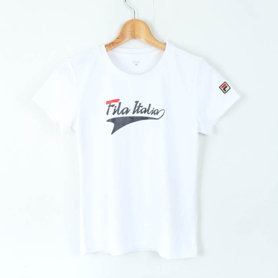 FILA(フィラ)のフィラ 半袖Ｔシャツ トップス ロゴT スポーツウエア レディース Mサイズ 白×紺 FILA レディースのトップス(Tシャツ(半袖/袖なし))の商品写真