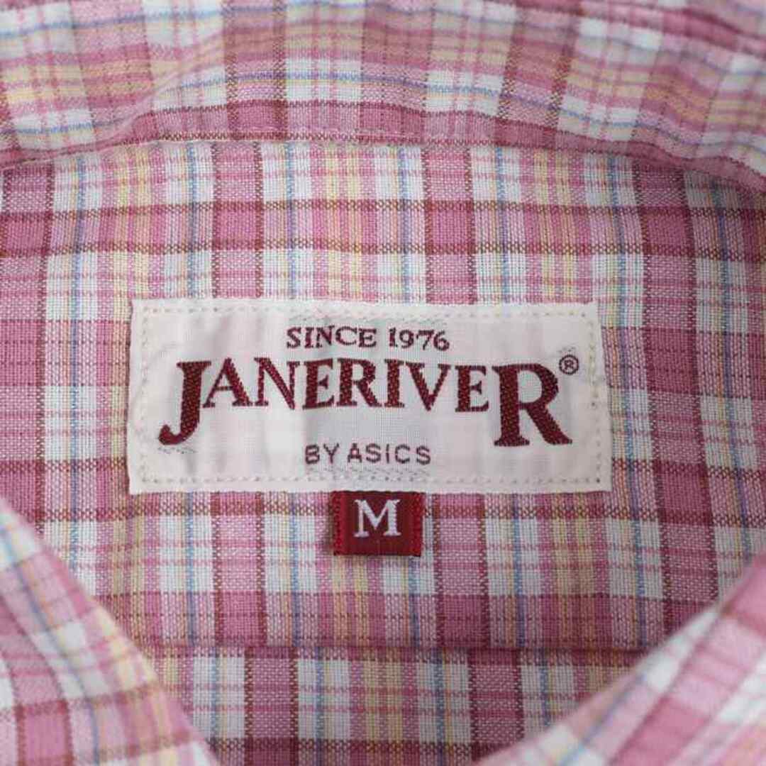 ジェーンリバー 長袖シャツ トップス アウトドアウエア アシックス 日本製 レディース Mサイズ ピンク×黄×白 janeriver レディースのトップス(シャツ/ブラウス(長袖/七分))の商品写真