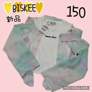 新品【BISKEE】ノースリーブ　シースルー　150　タンクトップ　トップス　女(ブラウス)