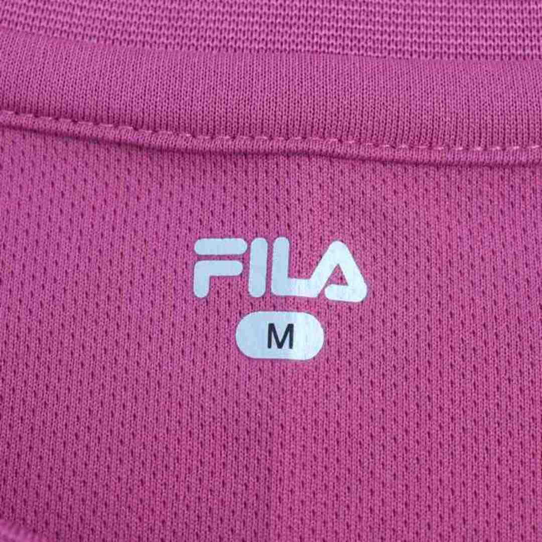 FILA(フィラ)のフィラ 半袖Ｔシャツ トップス ロゴT 袖ロゴ スポーツウエア レディース Mサイズ ピンク×白 FILA レディースのトップス(Tシャツ(半袖/袖なし))の商品写真