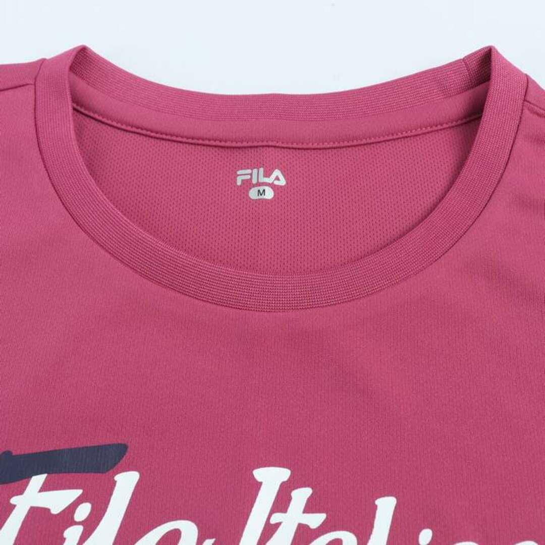 FILA(フィラ)のフィラ 半袖Ｔシャツ トップス ロゴT 袖ロゴ スポーツウエア レディース Mサイズ ピンク×白 FILA レディースのトップス(Tシャツ(半袖/袖なし))の商品写真