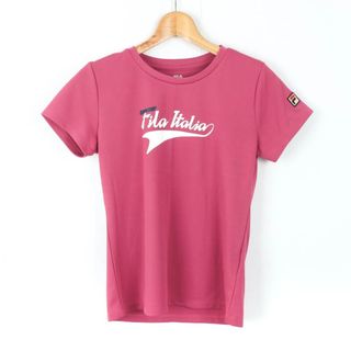 フィラ(FILA)のフィラ 半袖Ｔシャツ トップス ロゴT 袖ロゴ スポーツウエア レディース Mサイズ ピンク×白 FILA(Tシャツ(半袖/袖なし))