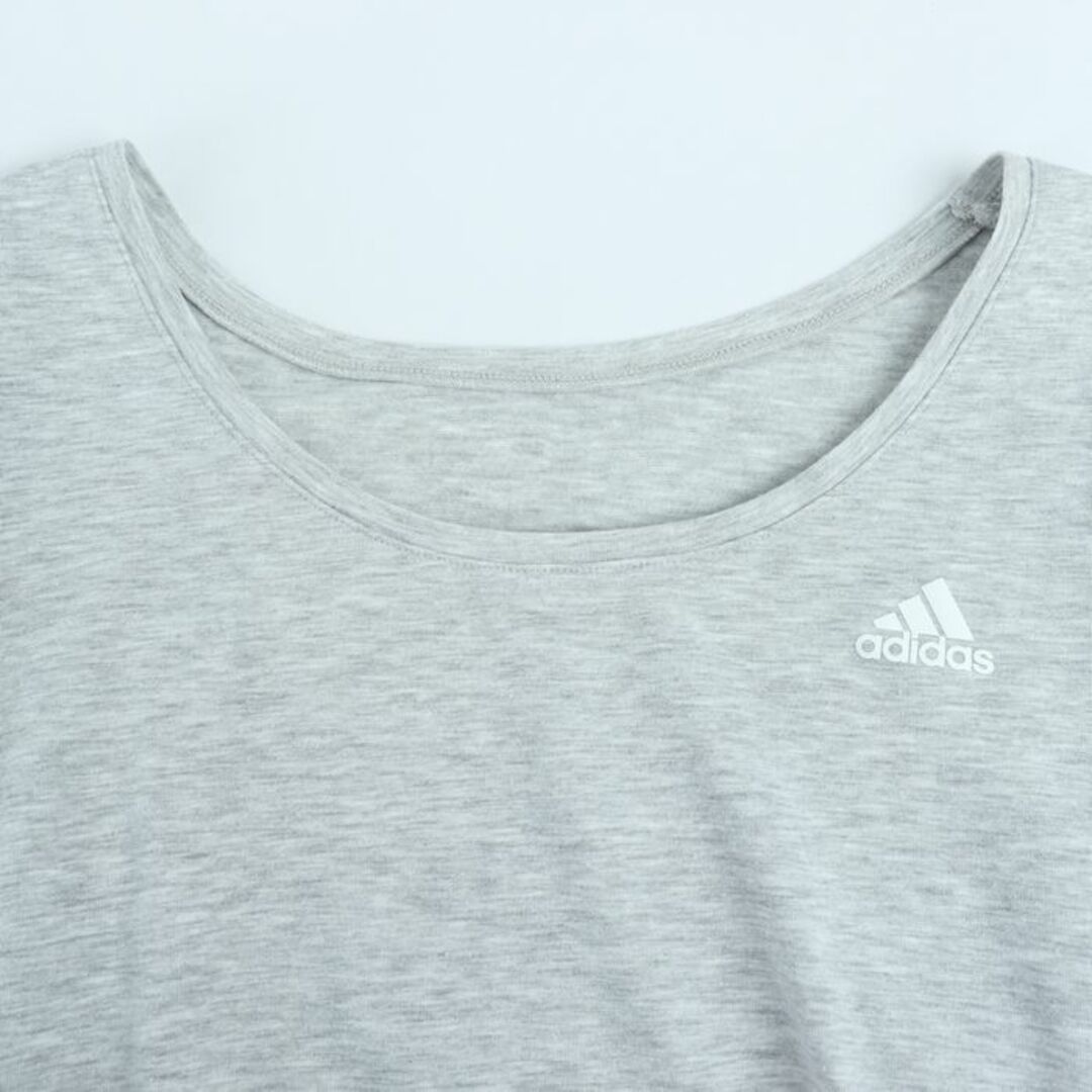 adidas(アディダス)のアディダス 半袖Ｔシャツ トップス ワンポイントロゴ 3ストライプス スポーツウエア レディース Mサイズ グレー adidas レディースのトップス(Tシャツ(半袖/袖なし))の商品写真