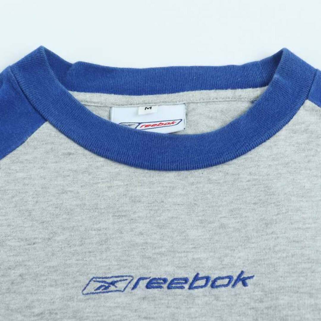 Reebok(リーボック)のリーボック 半袖Ｔシャツ トップス ラグラン袖 ロゴT スポーツウエア レディース Mサイズ グレー×青 Reebok レディースのトップス(Tシャツ(半袖/袖なし))の商品写真