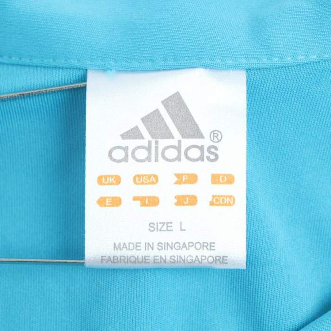 adidas(アディダス)のアディダス ポロシャツ トップス キーネック ゴルフウエア レディース Lサイズ 水色×白 adidas レディースのトップス(ポロシャツ)の商品写真