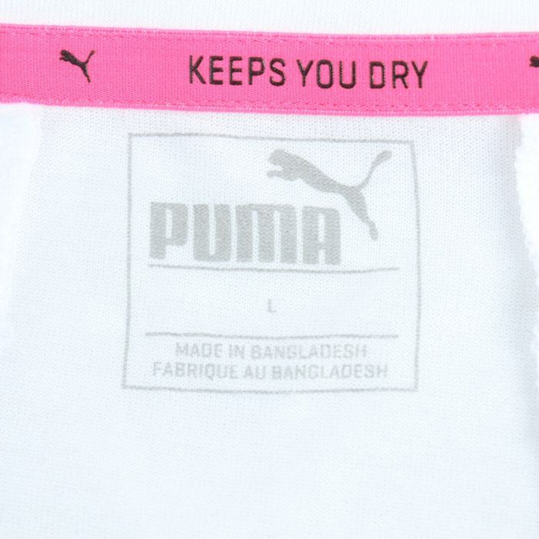 PUMA(プーマ)のプーマ 半袖Ｔシャツ トップス ビッグロゴT スポーツウエア レディース Lサイズ 白×ピンク PUMA レディースのトップス(Tシャツ(半袖/袖なし))の商品写真