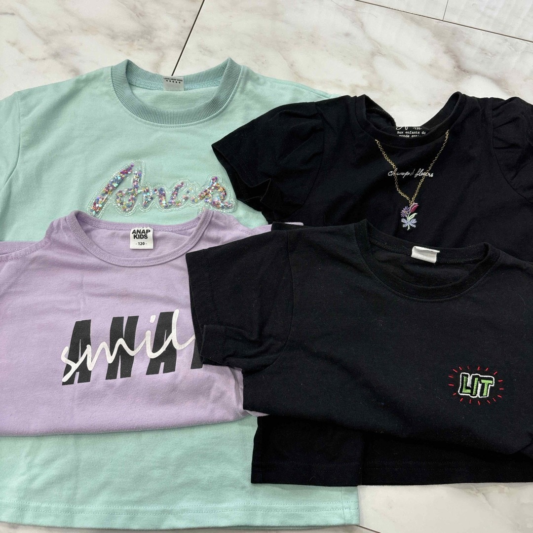 ANAP Kids(アナップキッズ)のTシャツ４枚セット　120 キッズ/ベビー/マタニティのキッズ服女の子用(90cm~)(Tシャツ/カットソー)の商品写真