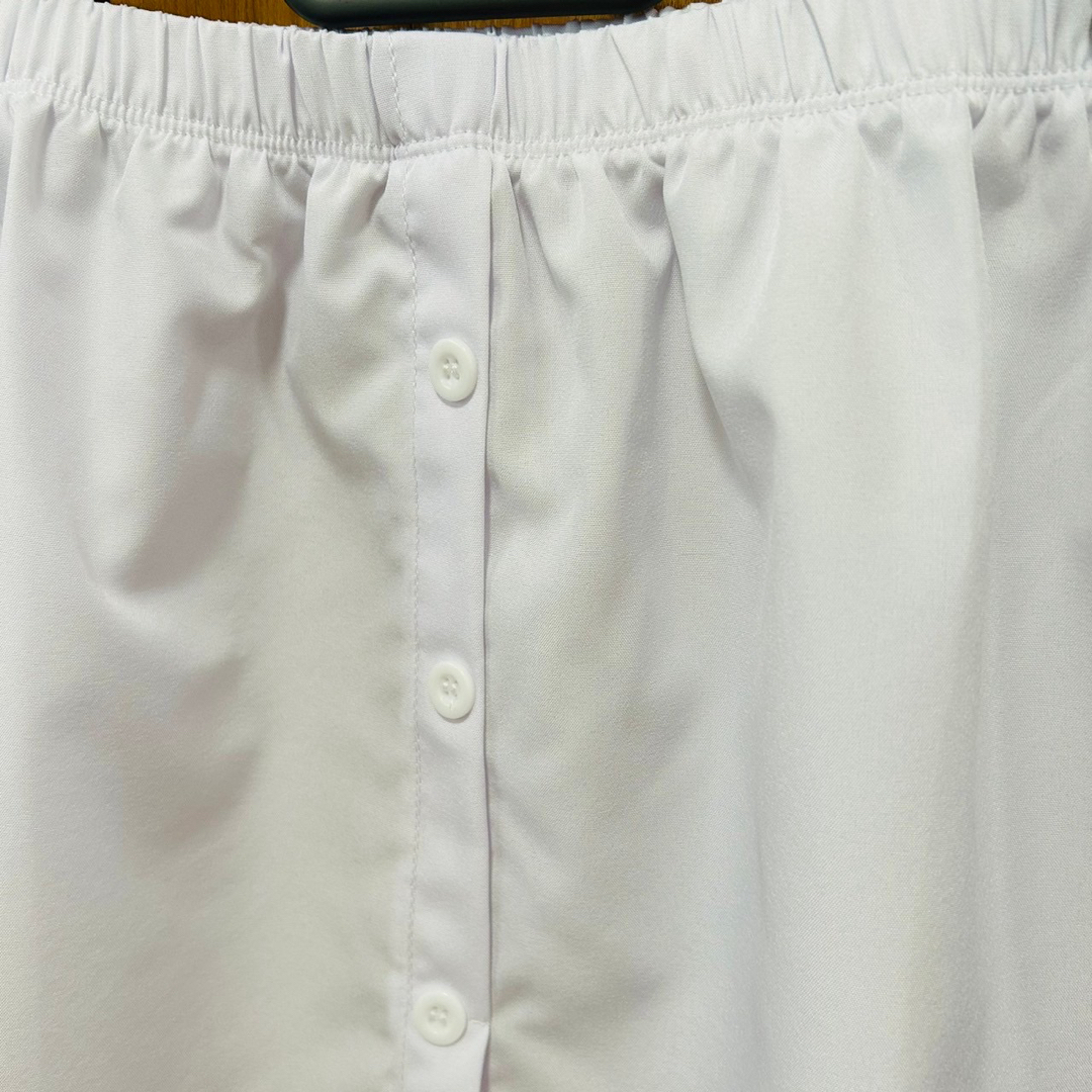 つけ裾 フェイク レイヤード シャツ 重ね着 体型カバー シンプル 白 前ボタン レディースのスカート(ミニスカート)の商品写真