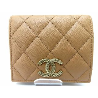 シャネル(CHANEL)のシャネル AP3055 キャビアスキンｘGD金具 ベージュ系 スモールウォレット【池袋店】【中古】(財布)