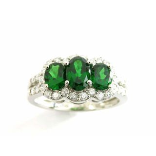 【新着】Pt900 ツァボライト 1.38ct ダイヤモンド 0.36ct リング #12【池袋店】【中古】(リング(指輪))