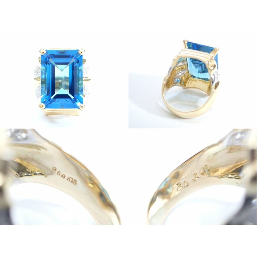 【新着】K18YG/WG ブルートパーズ 20.15ct ダイヤモンド 0.60ct リング #12.5【池袋店】【中古】 レディースのアクセサリー(リング(指輪))の商品写真