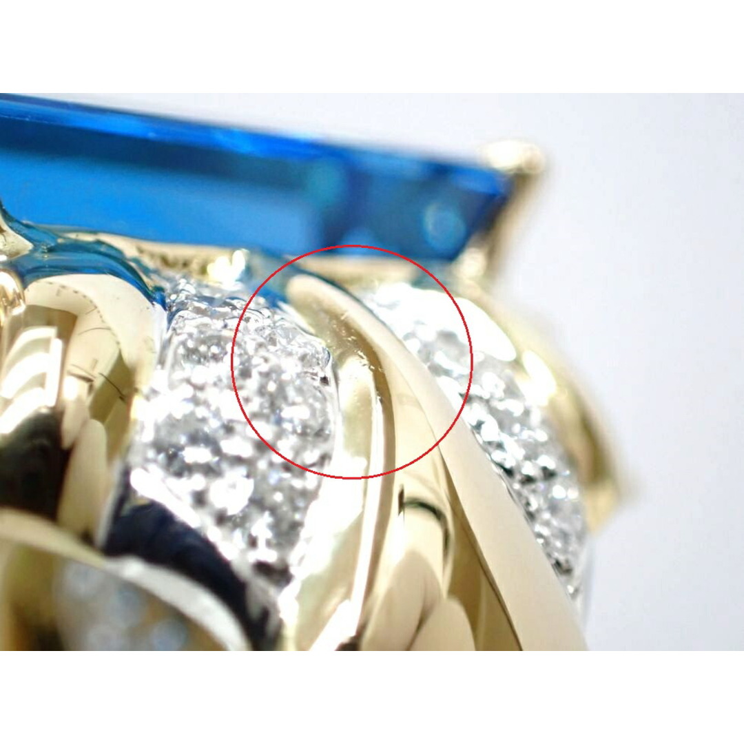 【新着】K18YG/WG ブルートパーズ 20.15ct ダイヤモンド 0.60ct リング #12.5【池袋店】【中古】 レディースのアクセサリー(リング(指輪))の商品写真