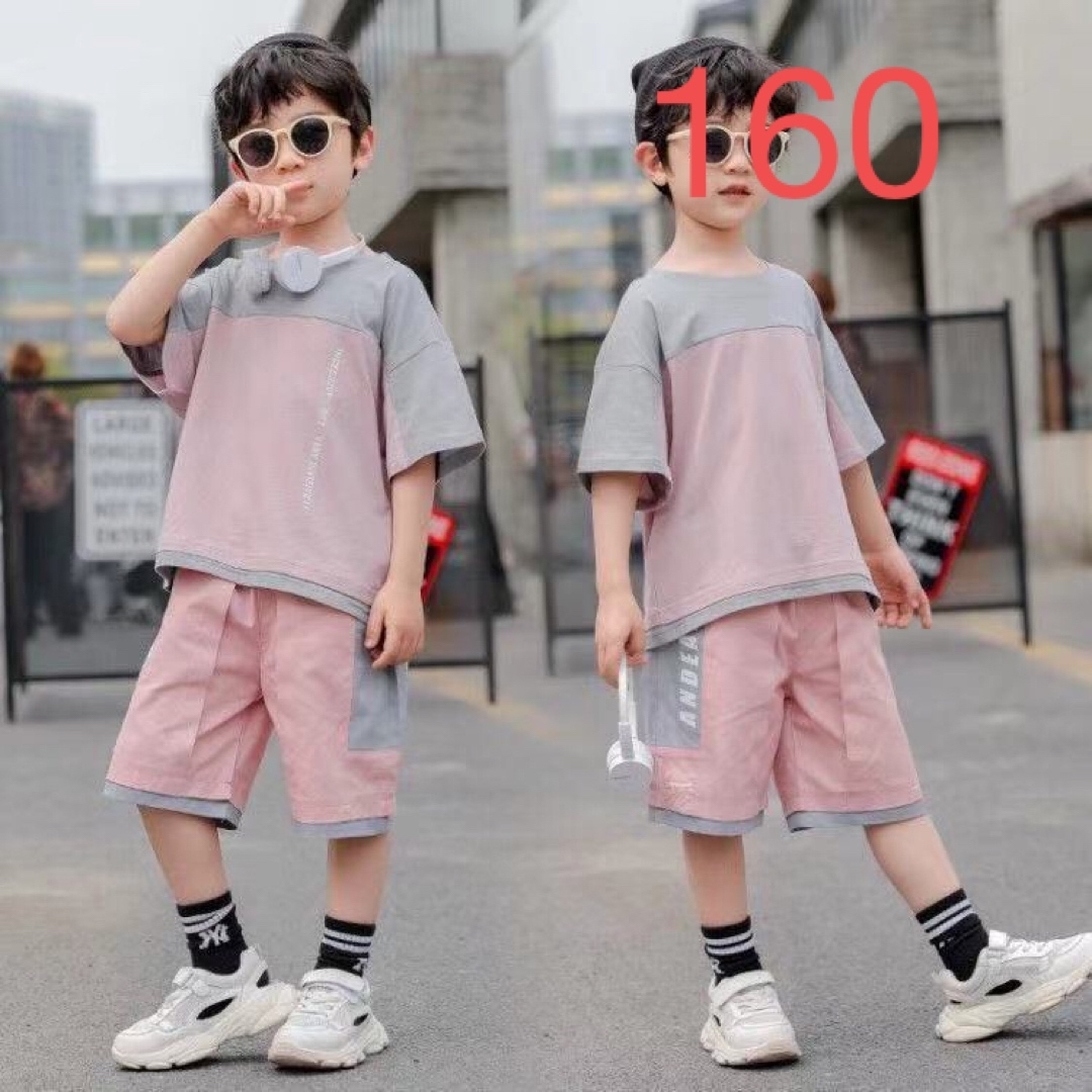 KSEA069子供服 セットアップ 半袖 トップス+ズボン 2点セット 夏 キッズ/ベビー/マタニティのキッズ服男の子用(90cm~)(Tシャツ/カットソー)の商品写真