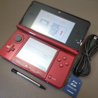 ニンテンドー3DS(ニンテンドー3DS)の安心の整備済み！◆任天堂3DS 中古本体◆フレアレッド◆85(携帯用ゲーム機本体)