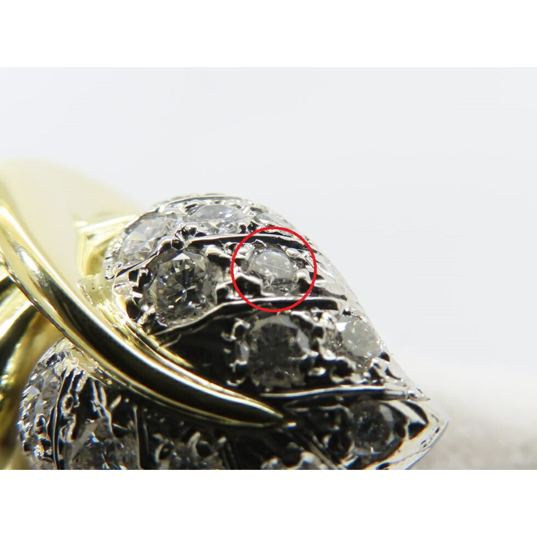 K18YG Pt900 メレダイヤ0.60ct ハート双葉デザイン リング #13 【池袋店】【中古】 レディースのアクセサリー(リング(指輪))の商品写真