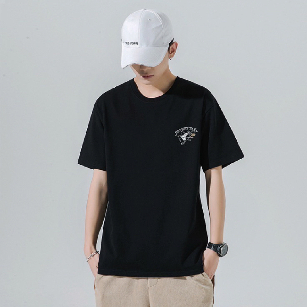 3999円○XL シンプル　Tシャツ　オフショル　ストリート ブラック メンズのトップス(Tシャツ/カットソー(半袖/袖なし))の商品写真