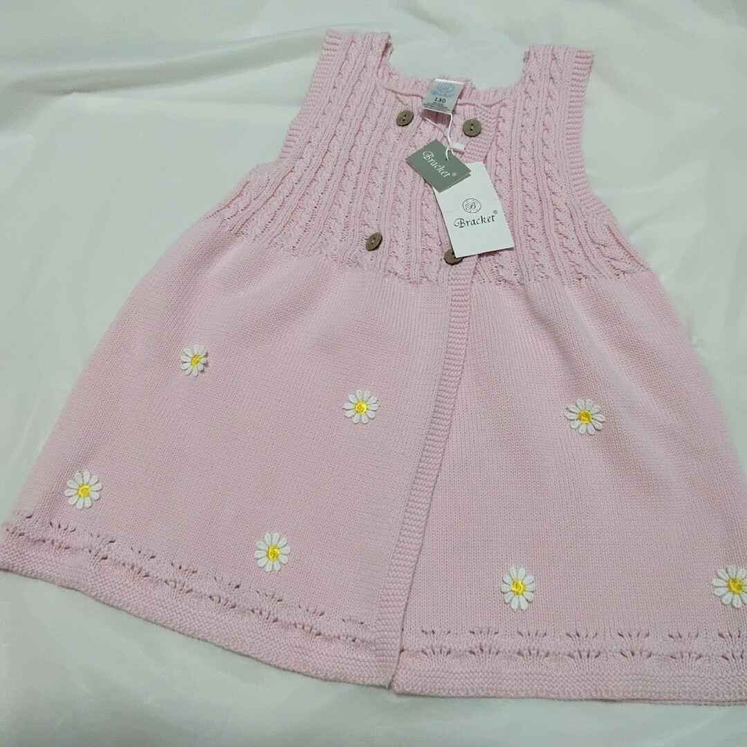 【Bracket】ピンク　ニットワンピース　ノースリーブ　130　女の子　新品 キッズ/ベビー/マタニティのキッズ服女の子用(90cm~)(ワンピース)の商品写真