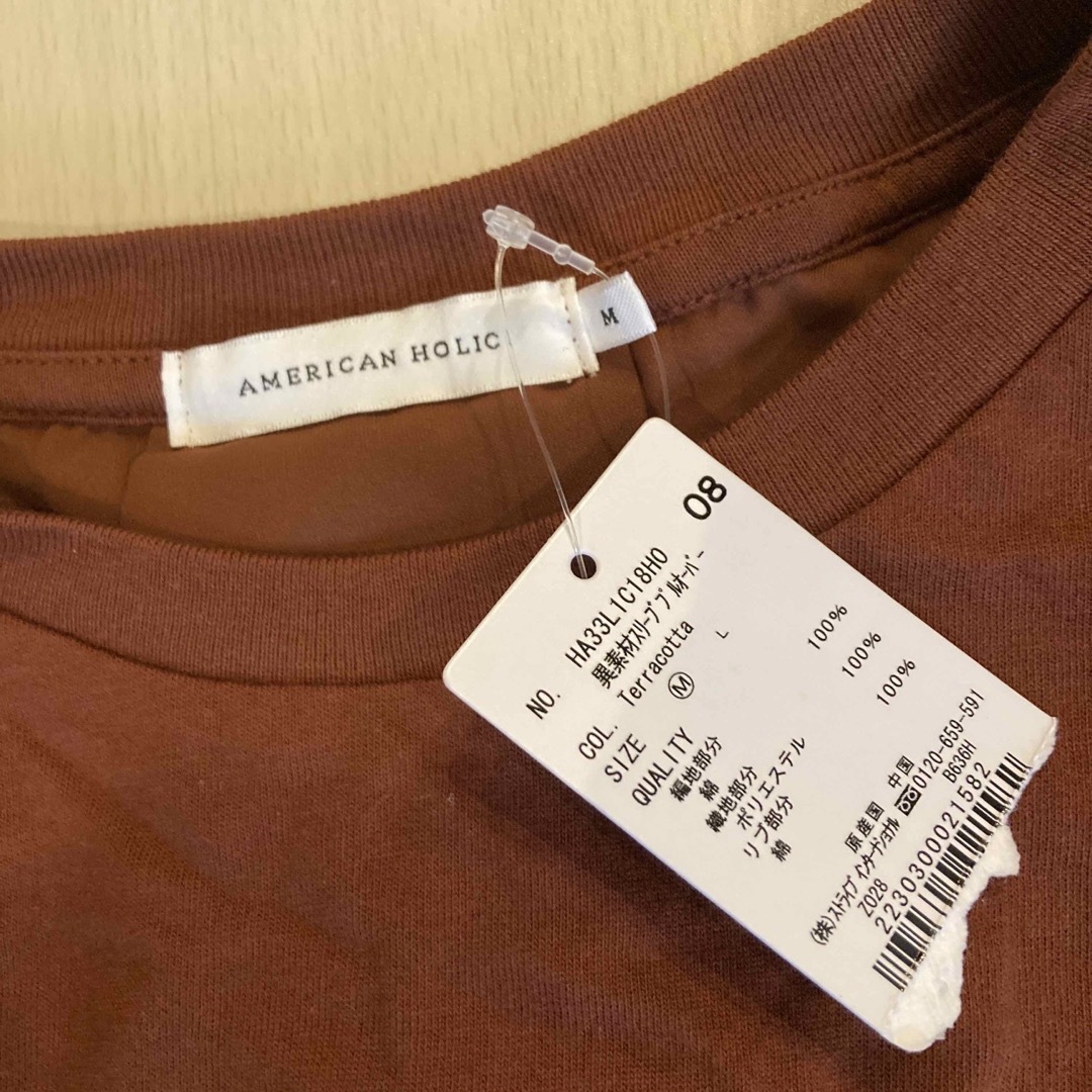 AMERICAN HOLIC(アメリカンホリック)の未使用　袖フリル　ブラウントップス　M レディースのトップス(Tシャツ(半袖/袖なし))の商品写真