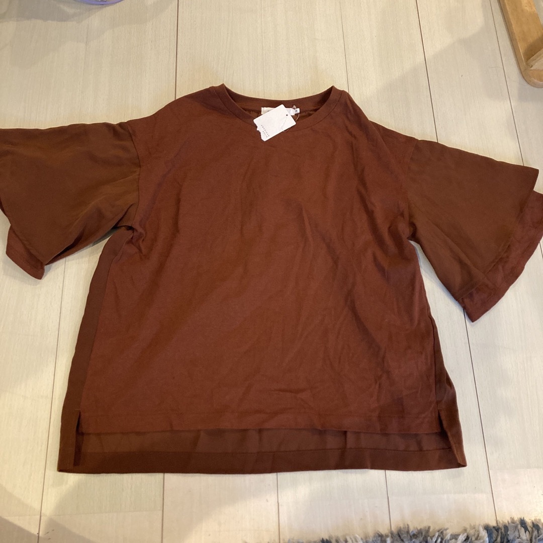 AMERICAN HOLIC(アメリカンホリック)の未使用　袖フリル　ブラウントップス　M レディースのトップス(Tシャツ(半袖/袖なし))の商品写真
