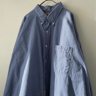 エルエルビーン(L.L.Bean)のMs21 古着　エルエルビーン　80s ギンガム　チェックシャツ　ブルー　青(シャツ)