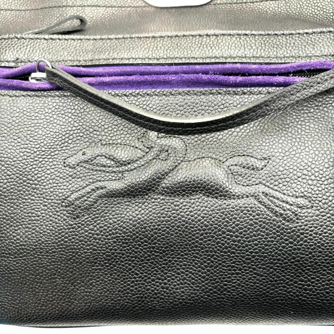 LONGCHAMP(ロンシャン)のLONGCHAMP ロンシャン　ハンドバッグ　ブラック　オールレザー　A281 レディースのバッグ(ハンドバッグ)の商品写真