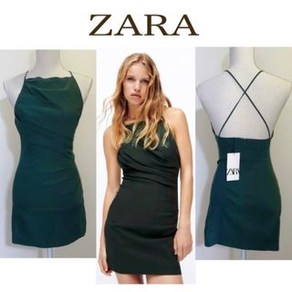 ザラ(ZARA)の【タグ付き新品 M】ZARA バックツイストミニワンピース(ミニワンピース)