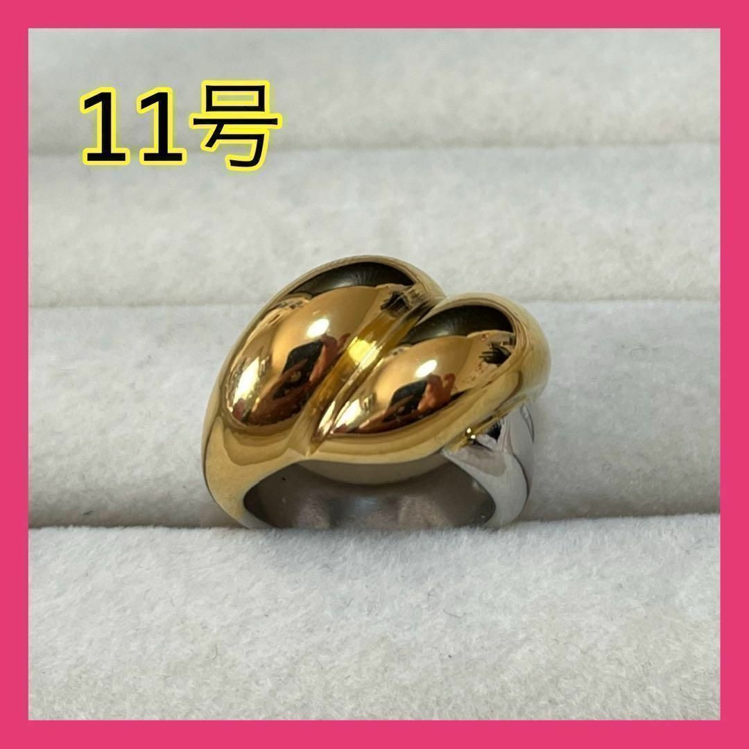 032b9ハートリング指輪ゴールド　ゴールド　アクセサリー　石　プチプラ レディースのアクセサリー(リング(指輪))の商品写真