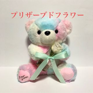 プリザーブドフラワー  白バラ＆クマのぬいぐるみ(プリザーブドフラワー)