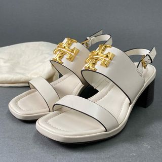 トリーバーチ(Tory Burch)の1e12 【美品】 TORY BURCH トリーバーチ Eleanor エレノア ヒールサンダル 5 1/2M ホワイト レザー シューズ ウィメンズ(サンダル)