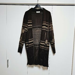 新品 TIMELY  WARNING  ネイティブ柄 茶色 ニットコート L(その他)