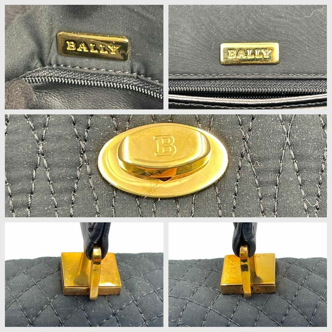 Bally(バリー)のBALLY　バリー　ハンドバッグ　キルティング　ブラック　ゴールド金具　A313 レディースのバッグ(ハンドバッグ)の商品写真