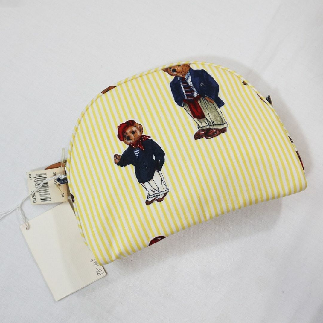 Ralph Lauren(ラルフローレン)の未使用タグ付き ラルフローレン くまポーチ ストライプ 総柄 ポロベア  レディースのバッグ(その他)の商品写真