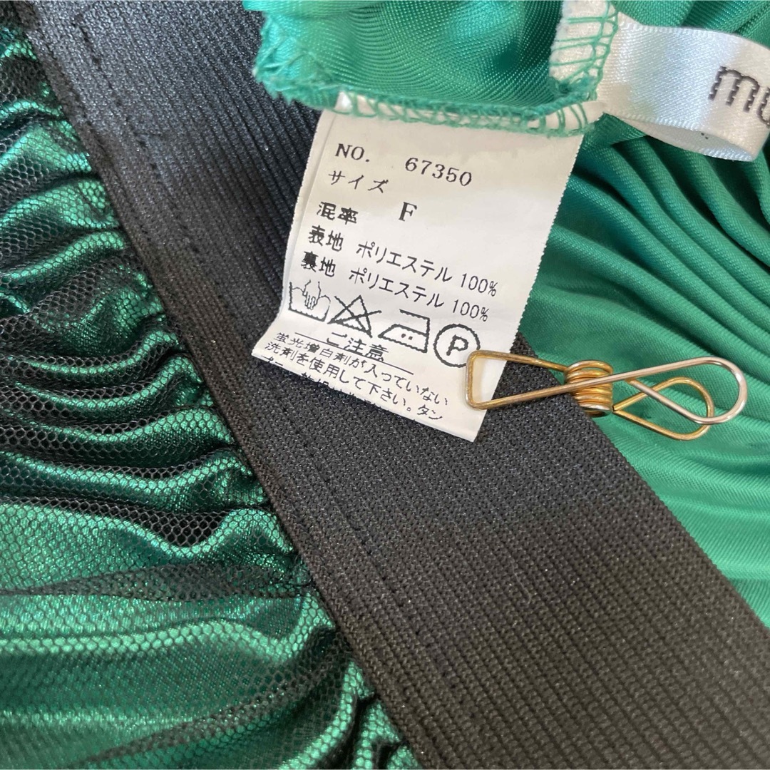 muzzy＊グリーン サテン プリーツスカート チュールスカート 個性的 レディースのスカート(ロングスカート)の商品写真