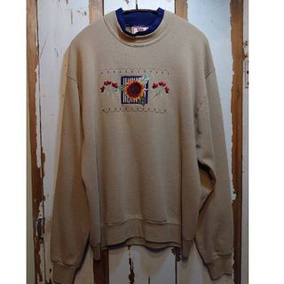 ヴィンテージ(VINTAGE)の☆US古着モーニングサン/アメリカ製/デコレーションスウェット/M(スウェット)