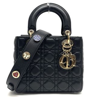 クリスチャンディオール CHRISTIAN DIOR レディディオール スモール LADY DIOR MY ABCDIOR スモールバッグ MYABC カナージュバッグ バッグ トートバッグ ショルダーバッグ ラムスキン ブラック 黒 ゴールド金具