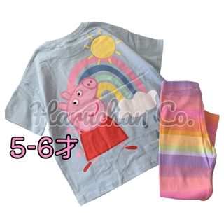 ネクスト(NEXT)の●未使用●5-6才　Peppa Pig 半袖Tシャツ　レインボーレギンス　セット(Tシャツ/カットソー)