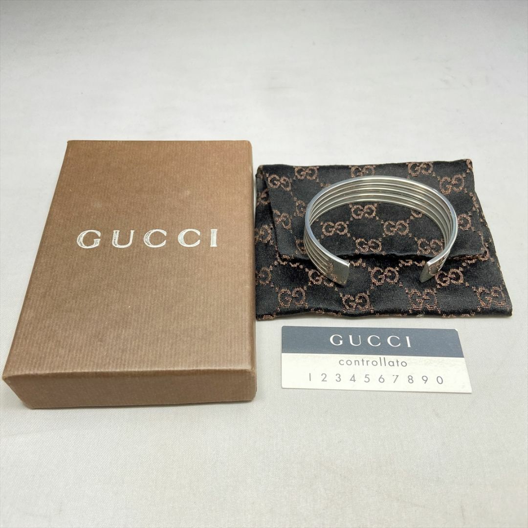 Gucci(グッチ)の新品仕上 希少廃盤 グッチ ストライプ バングル ブレスレット シルバー 925 レディースのアクセサリー(ブレスレット/バングル)の商品写真