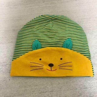 新品　未使用　猫ボーダー赤ちゃん帽子(帽子)