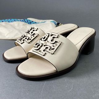 Tory Burch - 3e12 【極美品】 定価￥72,500 TORY BURCH トリーバーチ INES アイネス ヒールサンダル 5 1/2M ホワイト レザー シューズ T-LOGO SANDAL