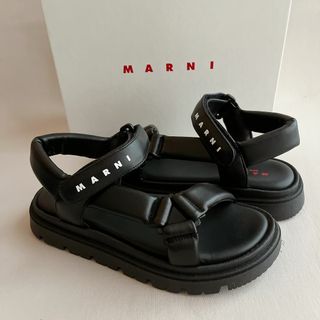 Marni Kids ロゴ ストラップ フラット サンダル